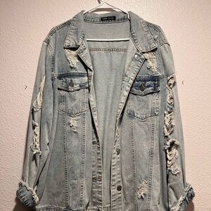 Oversized Distressed Denim Jacket